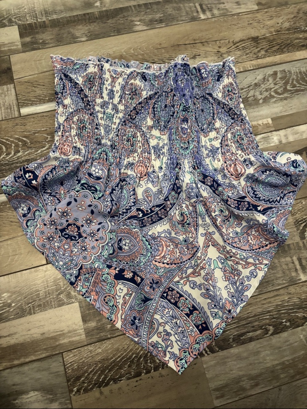 🌸. Smocked Paisley Summer Skirt in Blue & Pink